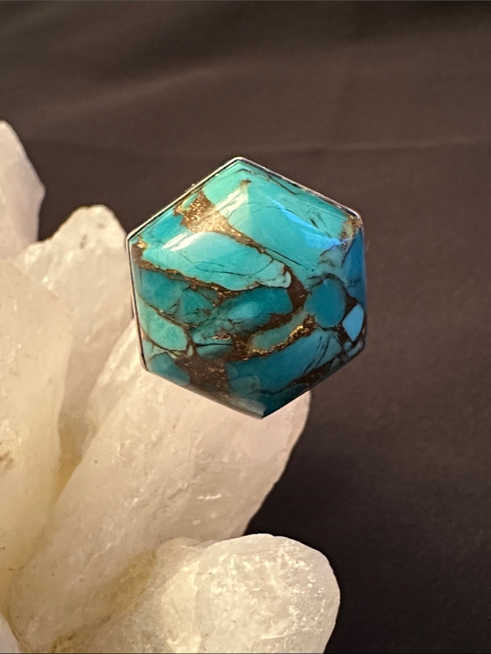 Jay King EUC turquoise & copper matrix ring. Genuine gemstone in 925 sterling